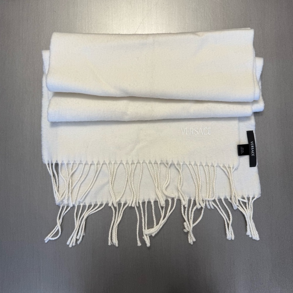 Versace Ivory Fringe scarf